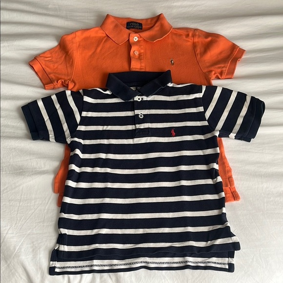 Polo by Ralph Lauren Orange and Blue White striped cotton Polos size 5 preppy - Picture 1 of 7
